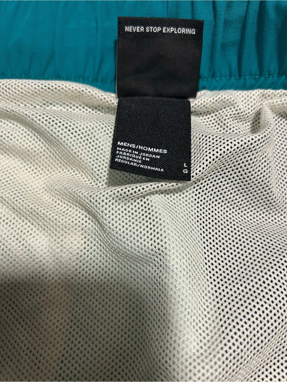 The North Face Colorblock Athletic Shorts - Teal, Navy & Light Mint Sz L